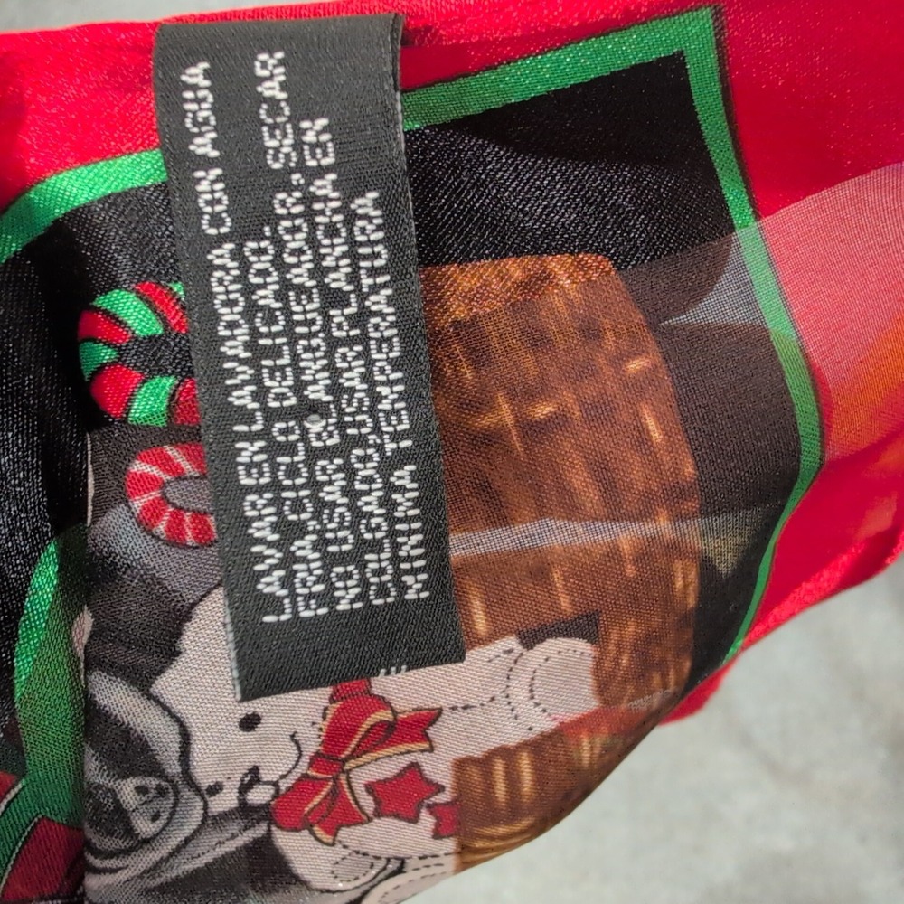 Christmas Dogs Puppies Holiday Scarf Black Red Border Oblong Polyester - Picture 6 of 6